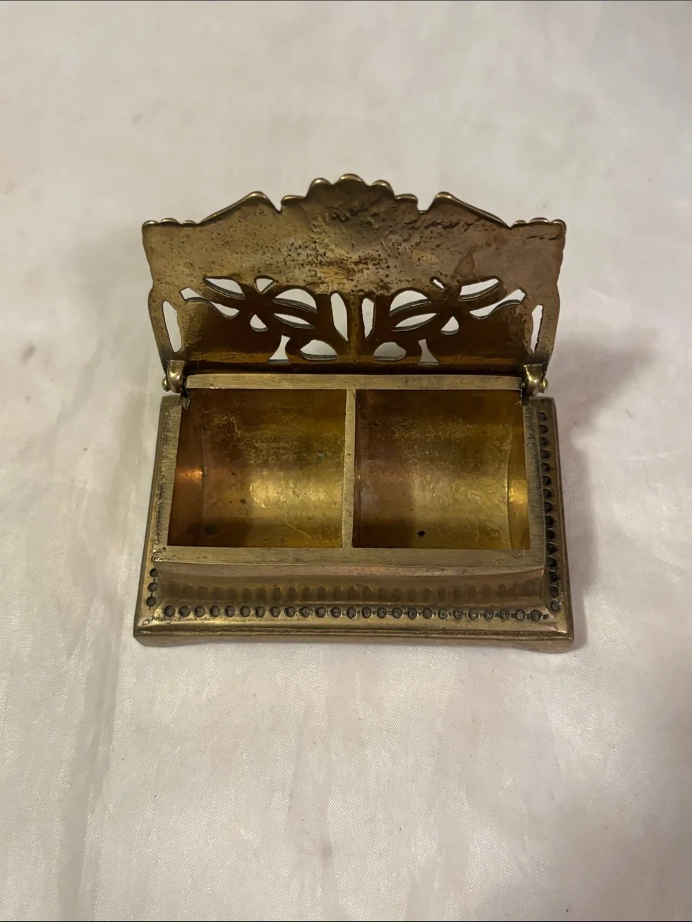 Art Nouveau Style Brass Floral Vintage Stamp Holder